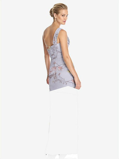 【NEW】【STYLE: TH027】ワンショルダー ドレープ マキシ ドレス 前面 スリット  -  aeroryn【COLOR: Butterfly Botanica Silver Dove】【SIZE: 00-30W】