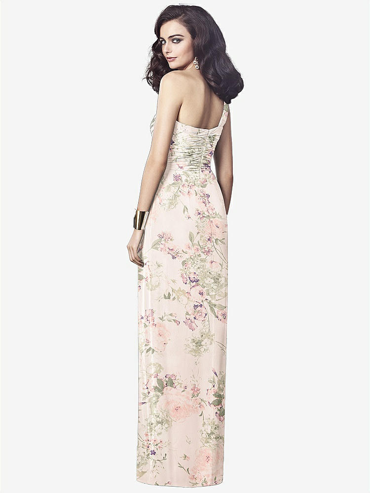 【NEW】【STYLE: TH027】ワンショルダー ドレープ マキシ ドレス 前面 スリット  -  aeroryn【COLOR: Blush Garden】【SIZE: 00-30W】