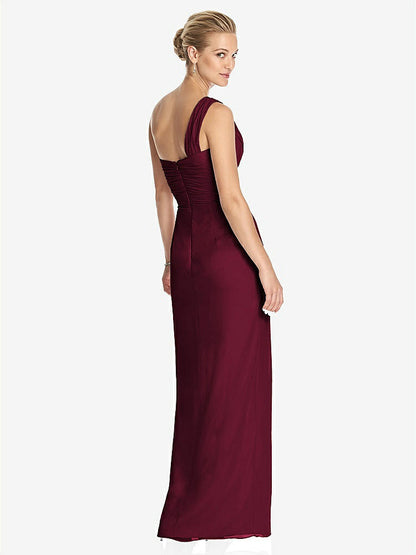 【NEW】【STYLE: TH027】ワンショルダー ドレープ マキシ ドレス 前面 スリット  -  aeroryn【COLOR: Cabernet】【SIZE: 00-30W】