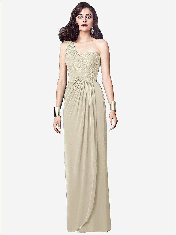 【STYLE: TH027】One-Shoulder Draped Maxi Dress with Front Slit - Aeryn【COLOR: Champagne】