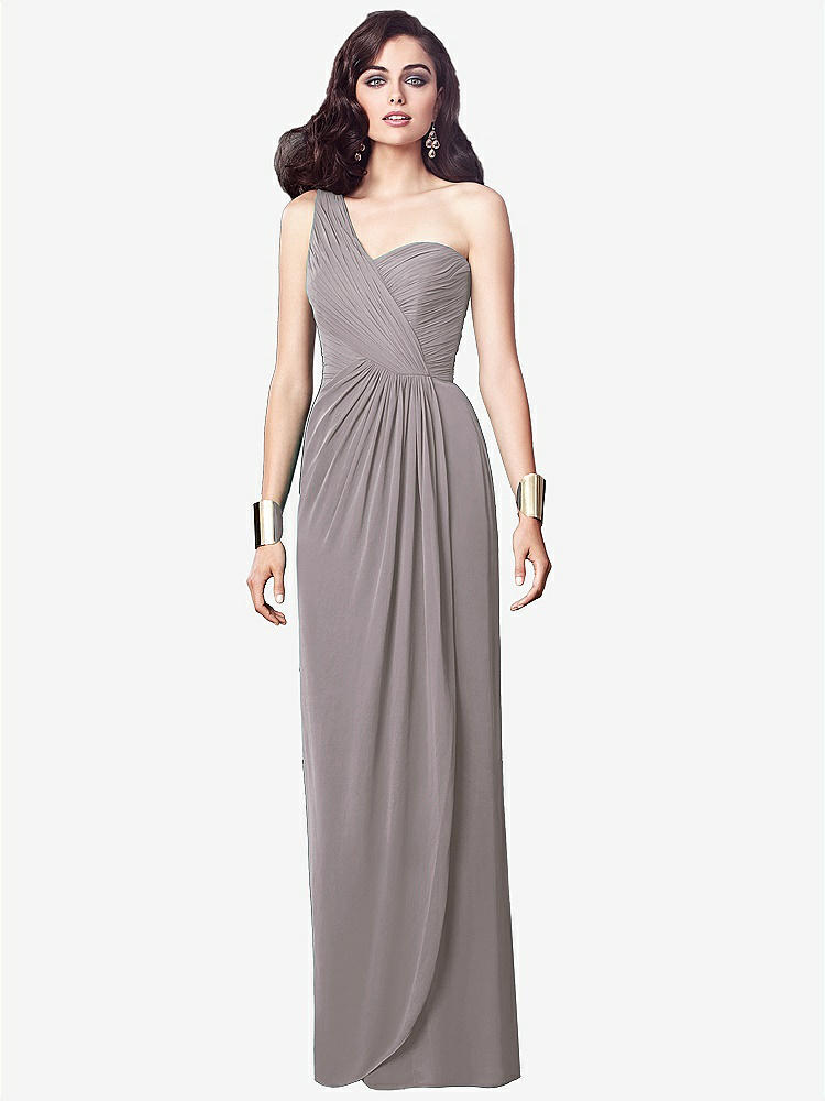 【NEW】【STYLE: TH027】ワンショルダー ドレープ マキシ ドレス 前面 スリット  -  aeroryn【COLOR: Cashmere Gray】【SIZE: 00-30W】