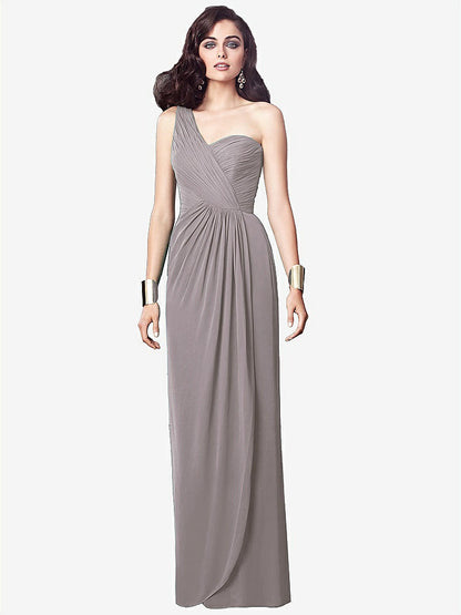 【NEW】【STYLE: TH027】ワンショルダー ドレープ マキシ ドレス 前面 スリット  -  aeroryn【COLOR: Cashmere Gray】【SIZE: 00-30W】