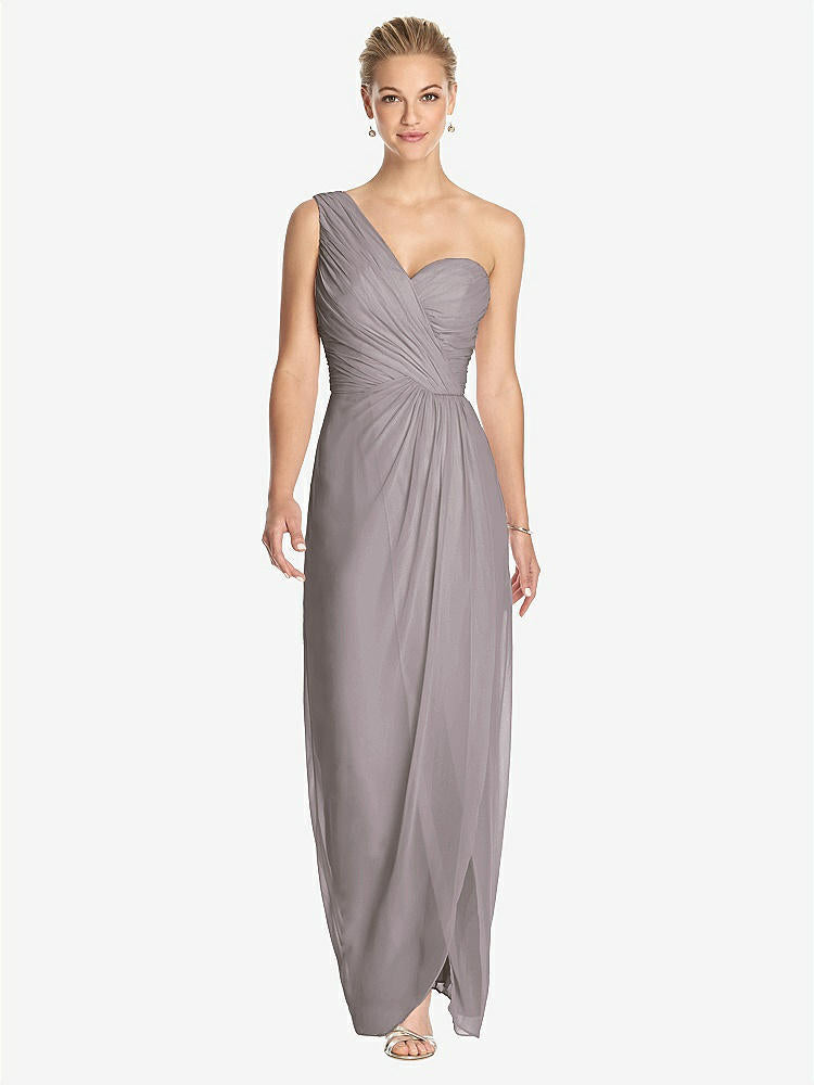 【NEW】【STYLE: TH027】ワンショルダー ドレープ マキシ ドレス 前面 スリット  -  aeroryn【COLOR: Cashmere Gray】【SIZE: 00-30W】