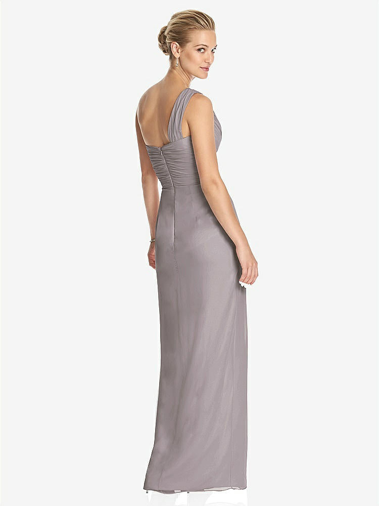 【NEW】【STYLE: TH027】ワンショルダー ドレープ マキシ ドレス 前面 スリット  -  aeroryn【COLOR: Cashmere Gray】【SIZE: 00-30W】