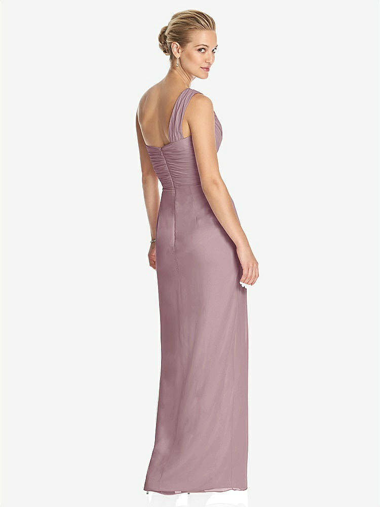 【NEW】【STYLE: TH027】ワンショルダー ドレープ マキシ ドレス 前面 スリット  -  aeroryn【COLOR: Dusty Rose】【SIZE: 00-30W】