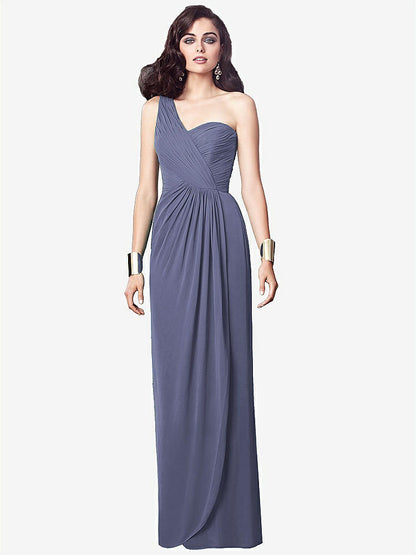 【NEW】【STYLE: TH027】ワンショルダー ドレープ マキシ ドレス 前面 スリット  -  aeroryn【COLOR: French Blue】【SIZE: 00-30W】