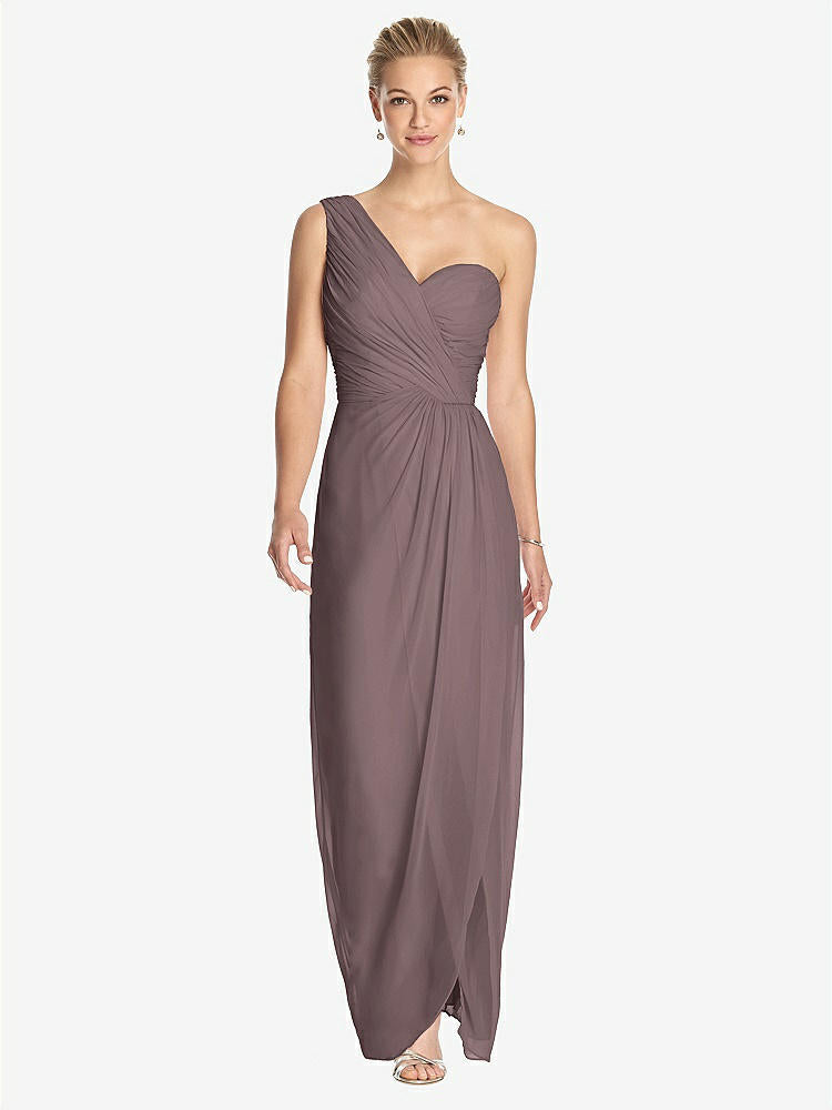 【STYLE: TH027】One-Shoulder Draped Maxi Dress with Front Slit - Aeryn【COLOR: French Truffle】