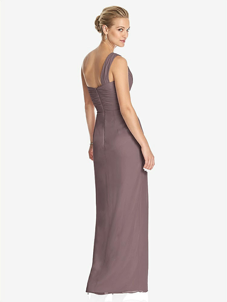 【STYLE: TH027】One-Shoulder Draped Maxi Dress with Front Slit - Aeryn【COLOR: French Truffle】