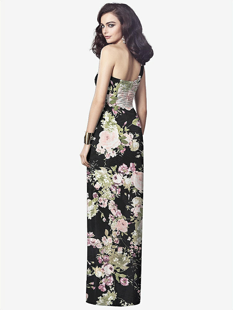 【NEW】【STYLE: TH027】ワンショルダー ドレープ マキシ ドレス 前面 スリット  -  aeroryn【COLOR: Noir Garden】【SIZE: 00-30W】