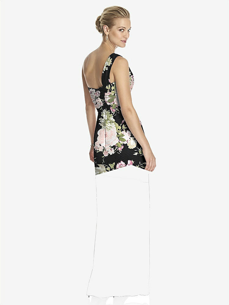 【NEW】【STYLE: TH027】ワンショルダー ドレープ マキシ ドレス 前面 スリット  -  aeroryn【COLOR: Noir Garden】【SIZE: 00-30W】