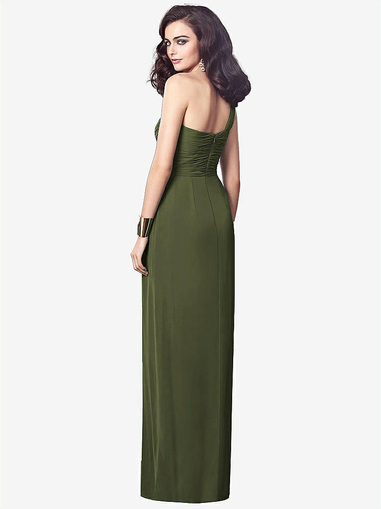 【NEW】【STYLE: TH027】ワンショルダー ドレープ マキシ ドレス 前面 スリット  -  aeroryn【COLOR: Olive Green】【SIZE: 00-30W】