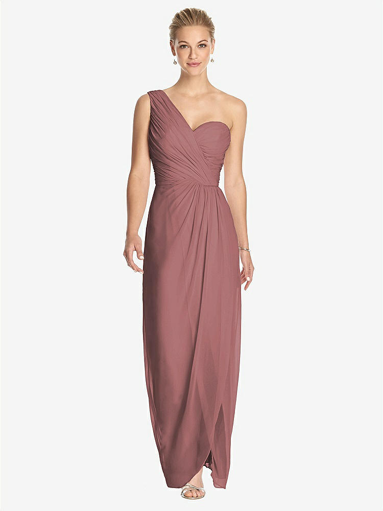 【STYLE: TH027】One-Shoulder Draped Maxi Dress with Front Slit - Aeryn【COLOR: Rosewood】