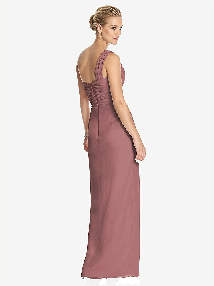 【STYLE: TH027】One-Shoulder Draped Maxi Dress with Front Slit - Aeryn【COLOR: Rosewood】