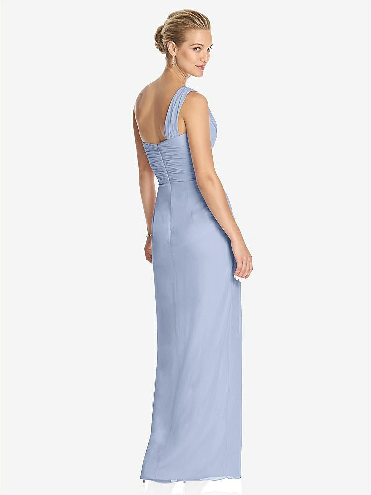 【NEW】【STYLE: TH027】ワンショルダー ドレープ マキシ ドレス 前面 スリット  -  aeroryn【COLOR: Sky Blue】【SIZE: 00-30W】