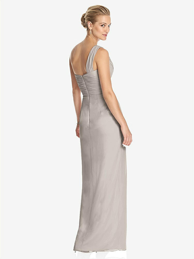 【NEW】【STYLE: TH027】ワンショルダー ドレープ マキシ ドレス 前面 スリット  -  aeroryn【COLOR: Taupe】【SIZE: 00-30W】