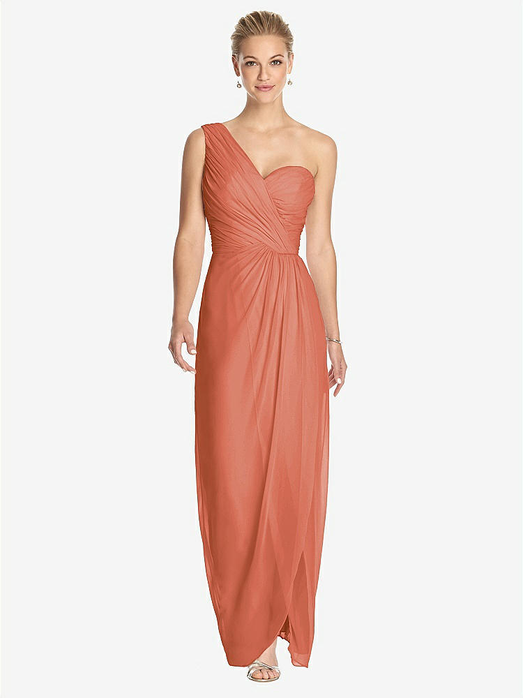 【STYLE: TH027】One-Shoulder Draped Maxi Dress with Front Slit - Aeryn【COLOR: Terracotta Copper】
