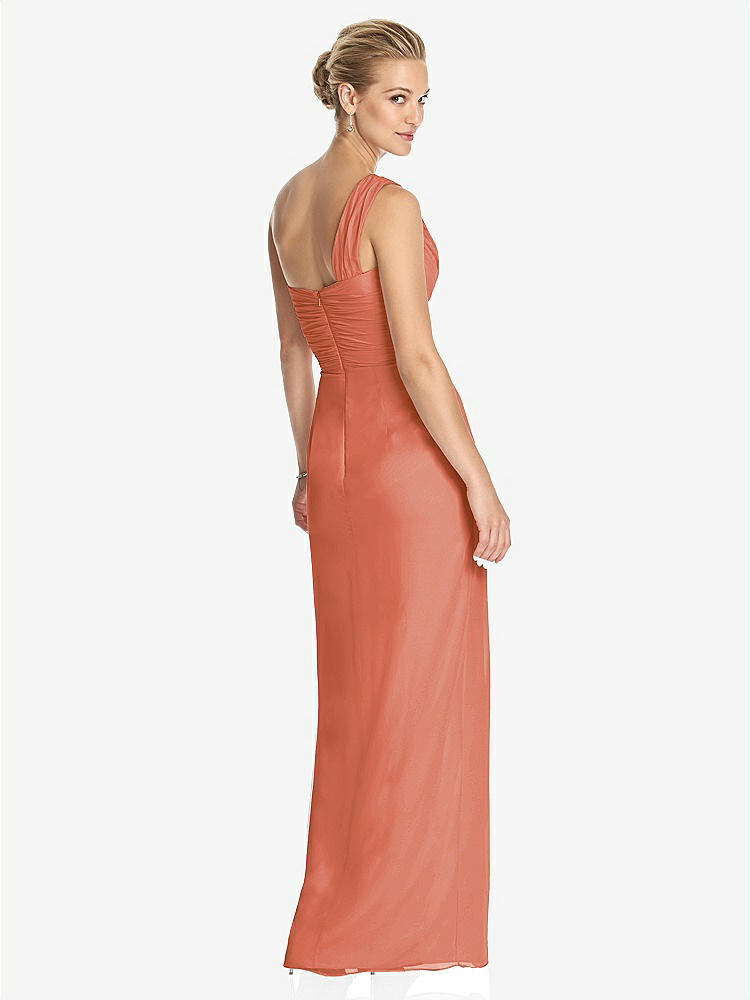 【STYLE: TH027】One-Shoulder Draped Maxi Dress with Front Slit - Aeryn【COLOR: Terracotta Copper】