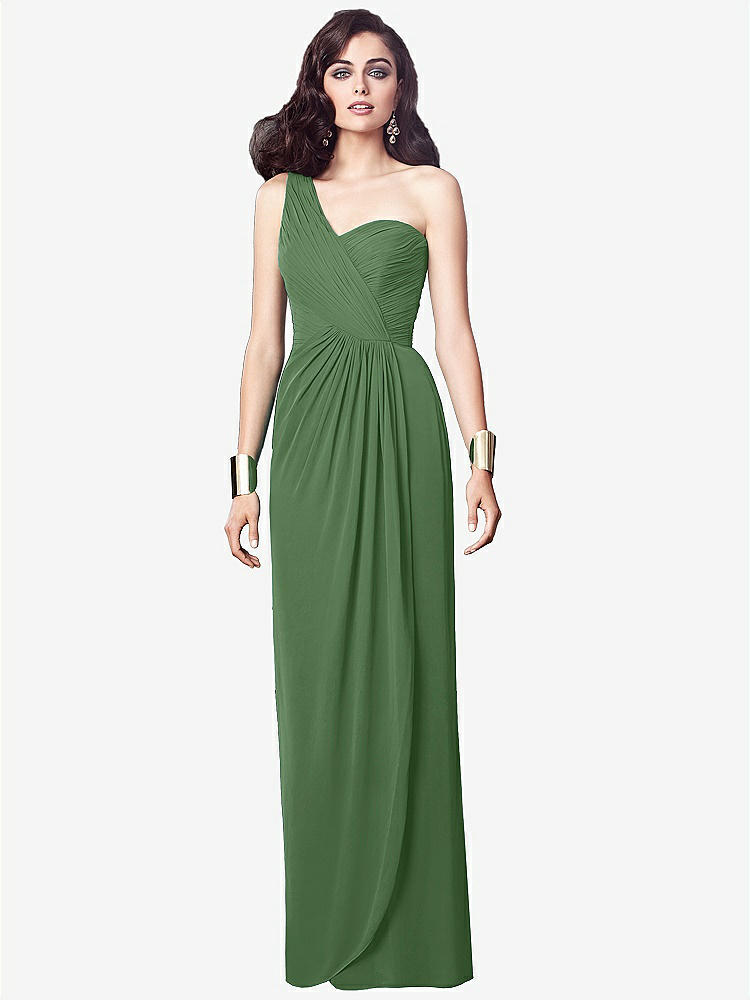 【STYLE: TH027】One-Shoulder Draped Maxi Dress with Front Slit - Aeryn【COLOR: Vineyard Green】