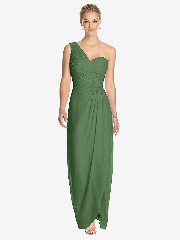 【STYLE: TH027】One-Shoulder Draped Maxi Dress with Front Slit - Aeryn【COLOR: Vineyard Green】