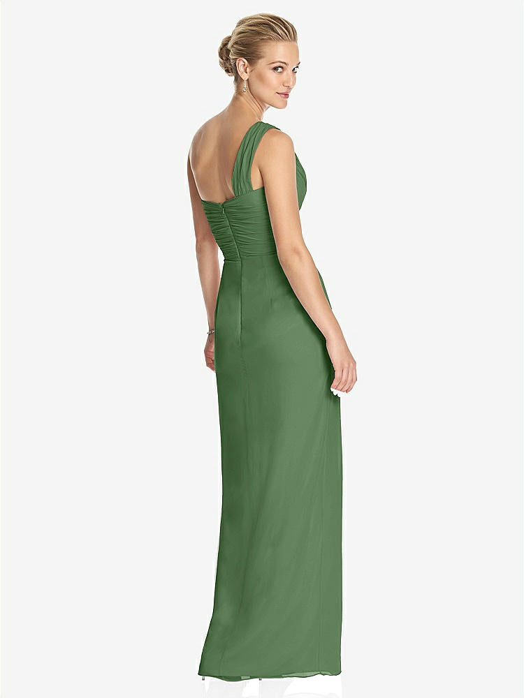 【STYLE: TH027】One-Shoulder Draped Maxi Dress with Front Slit - Aeryn【COLOR: Vineyard Green】