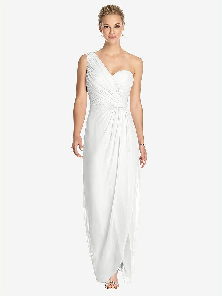 【STYLE: TH027】One-Shoulder Draped Maxi Dress with Front Slit - Aeryn【COLOR: White】