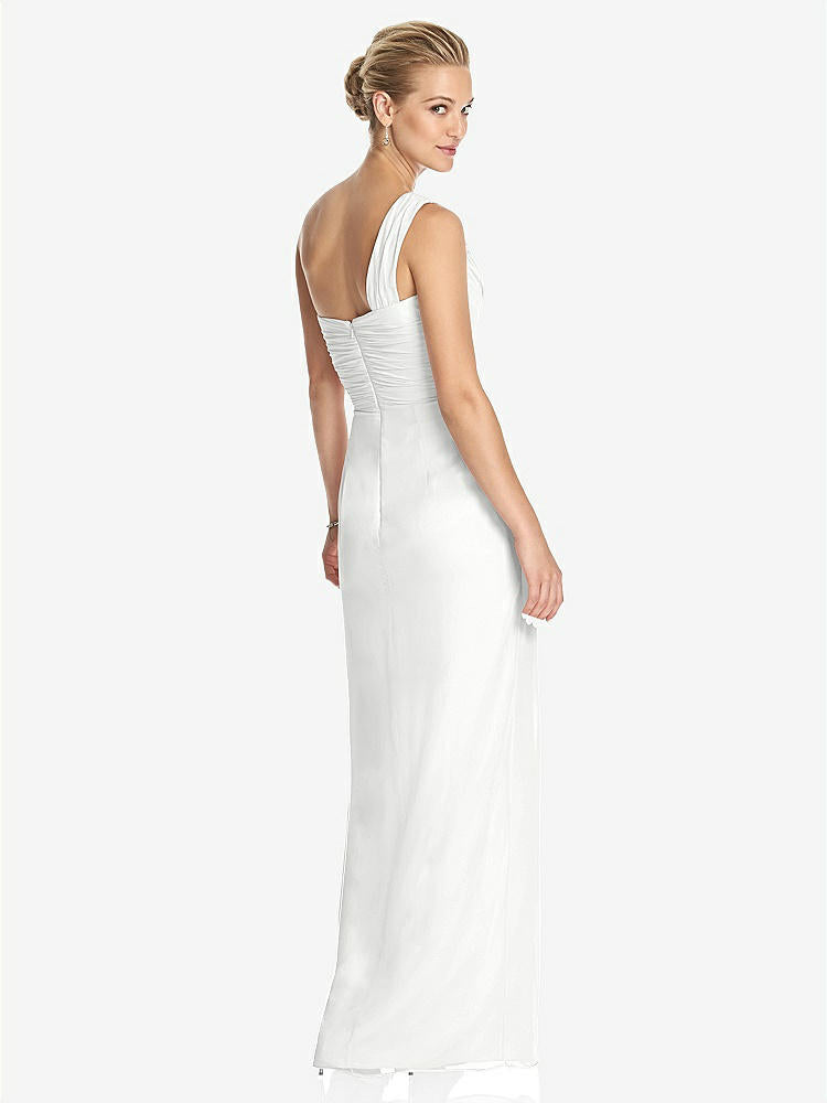 【STYLE: TH027】One-Shoulder Draped Maxi Dress with Front Slit - Aeryn【COLOR: White】