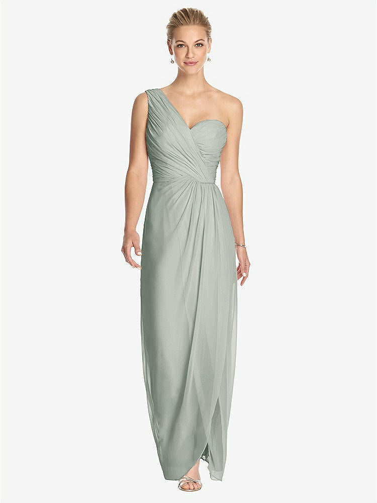 【STYLE: TH027】One-Shoulder Draped Maxi Dress with Front Slit - Aeryn【COLOR: Willow Green】
