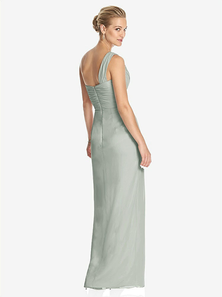 【STYLE: TH027】One-Shoulder Draped Maxi Dress with Front Slit - Aeryn【COLOR: Willow Green】