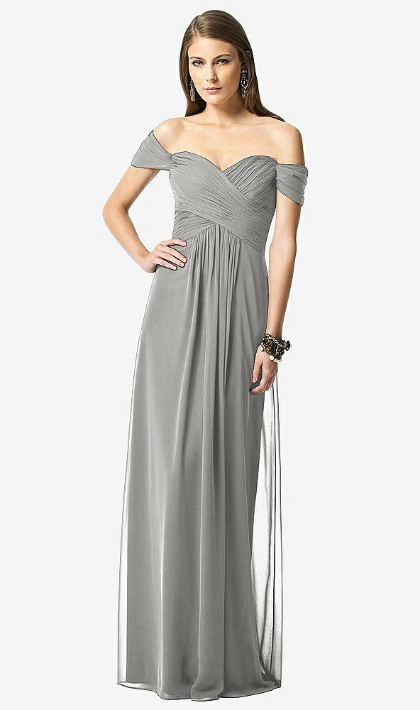 【NEW】【STYLE: TH028】オフショルダー ruced シフォン マキシ ドレス  -  alessia【COLOR: Chelsea Gray】【SIZE: 00-30W】