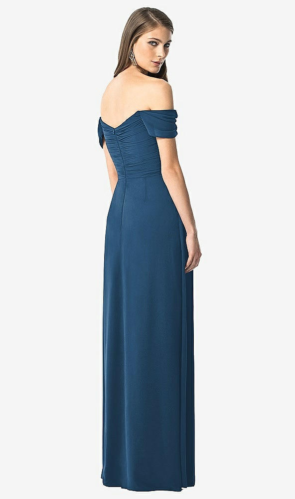 【NEW】【STYLE: TH028】オフショルダー ruced シフォン マキシ ドレス  -  alessia【COLOR: Dusk Blue】【SIZE: 00-30W】