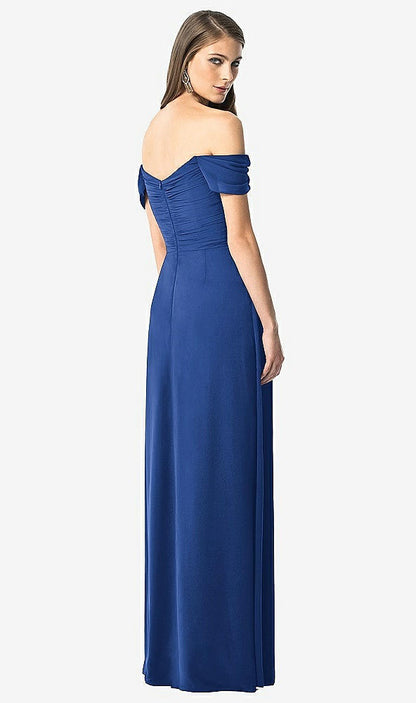 【NEW】【STYLE: TH028】オフショルダー ruced シフォン マキシ ドレス  -  alessia【COLOR: Classic Blue】【SIZE: 00-30W】