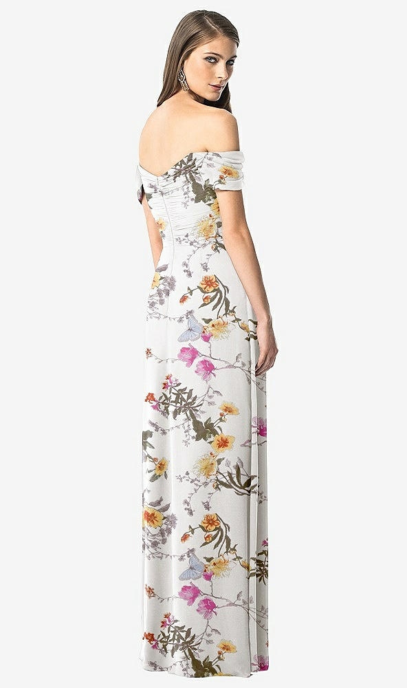 【NEW】【STYLE: TH028】オフショルダー ruced シフォン マキシ ドレス  -  alessia【COLOR: Butterfly Botanica Ivory】【SIZE: 00-30W】