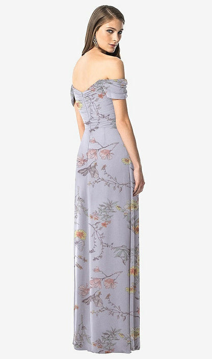 【NEW】【STYLE: TH028】オフショルダー ruced シフォン マキシ ドレス  -  alessia【COLOR: Butterfly Botanica Silver Dove】【SIZE: 00-30W】