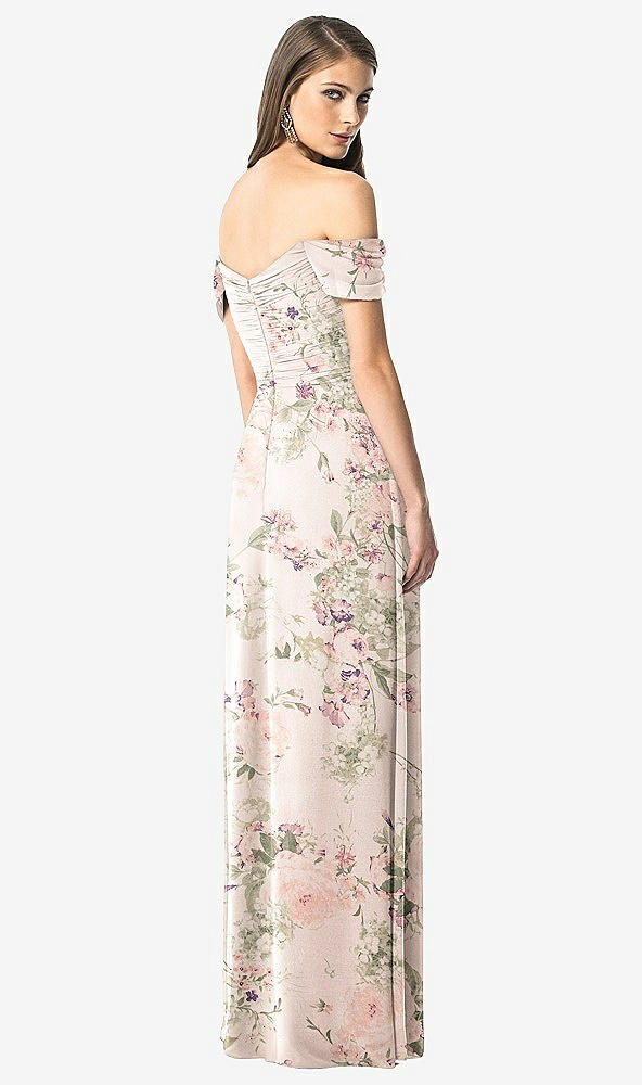 【NEW】【STYLE: TH028】オフショルダー ruced シフォン マキシ ドレス  -  alessia【COLOR: Blush Garden】【SIZE: 00-30W】