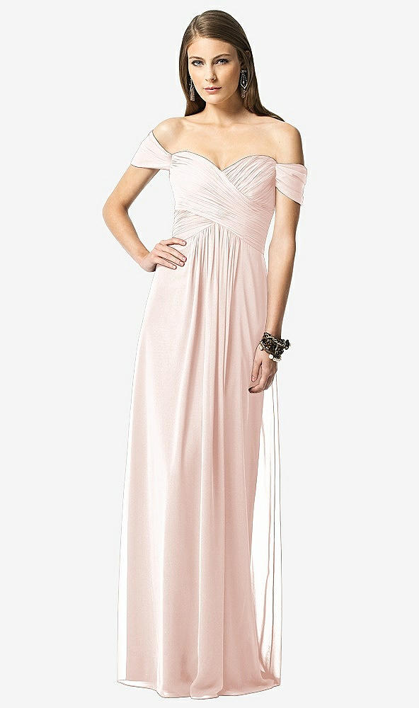 【NEW】【STYLE: TH028】オフショルダー ruced シフォン マキシ ドレス  -  alessia【COLOR: Blush】【SIZE: 00-30W】