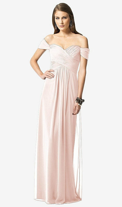 【NEW】【STYLE: TH028】オフショルダー ruced シフォン マキシ ドレス  -  alessia【COLOR: Blush】【SIZE: 00-30W】