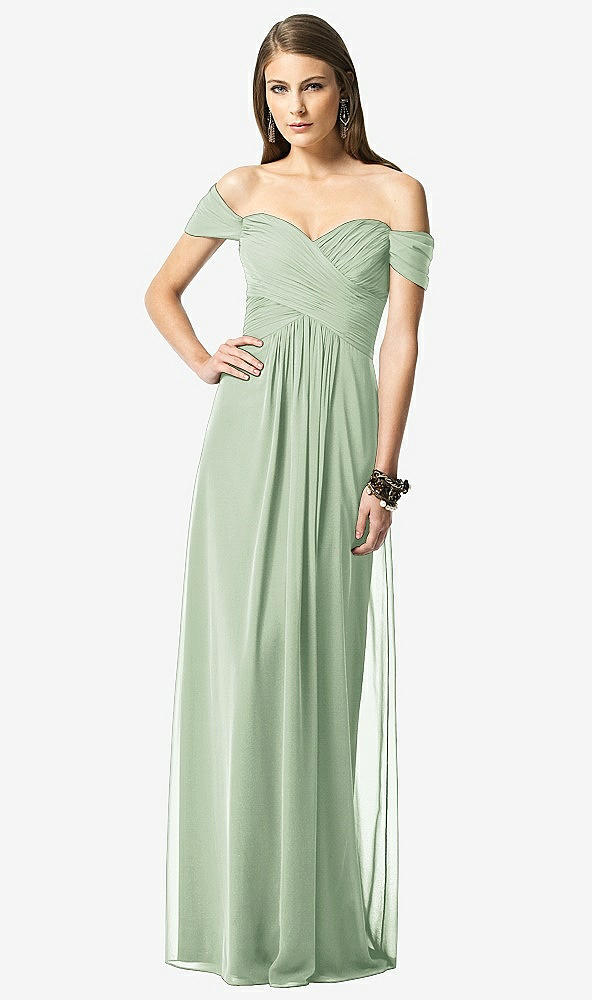 【NEW】【STYLE: TH028】オフショルダー ruced シフォン マキシ ドレス  -  alessia【COLOR: Celadon】【SIZE: 00-30W】