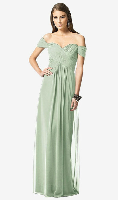 【NEW】【STYLE: TH028】オフショルダー ruced シフォン マキシ ドレス  -  alessia【COLOR: Celadon】【SIZE: 00-30W】