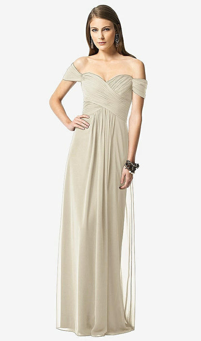 【NEW】【STYLE: TH028】オフショルダー ruced シフォン マキシ ドレス  -  alessia【COLOR: Champagne】【SIZE: 00-30W】