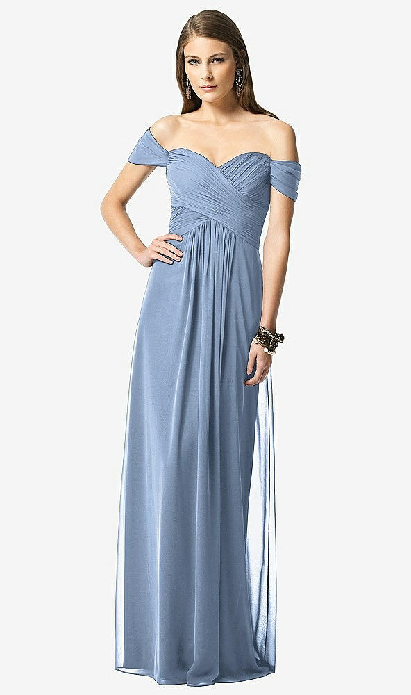 【NEW】【STYLE: TH028】オフショルダー ruced シフォン マキシ ドレス  -  alessia【COLOR: Cloudy】【SIZE: 00-30W】