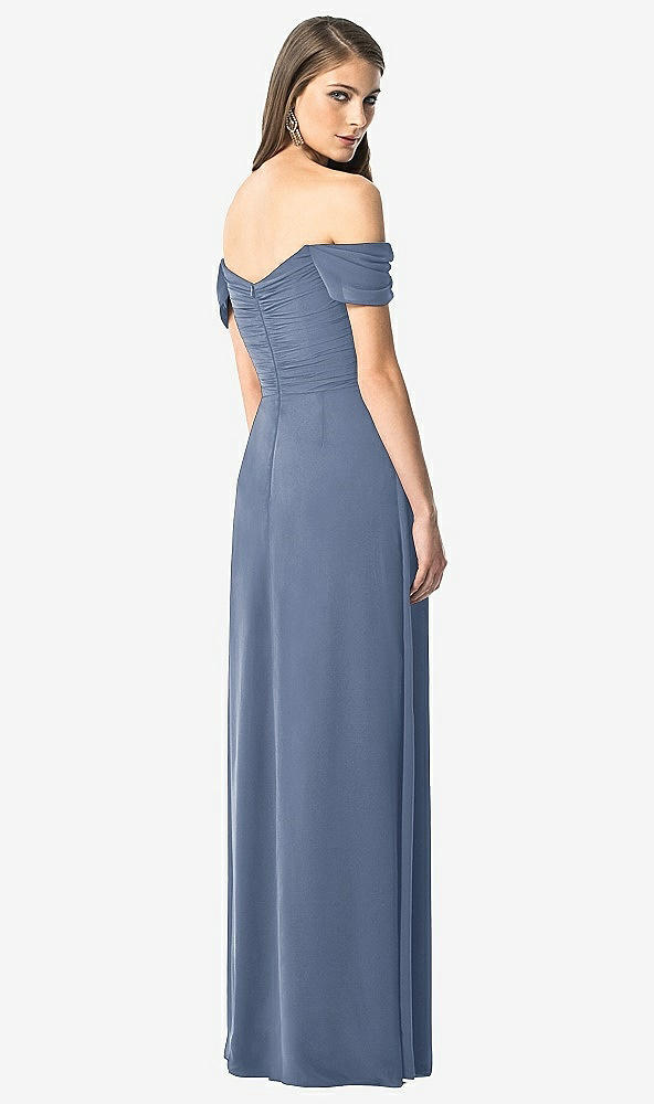 【NEW】【STYLE: TH028】オフショルダー ruced シフォン マキシ ドレス  -  alessia【COLOR: Larkspur Blue】【SIZE: 00-30W】