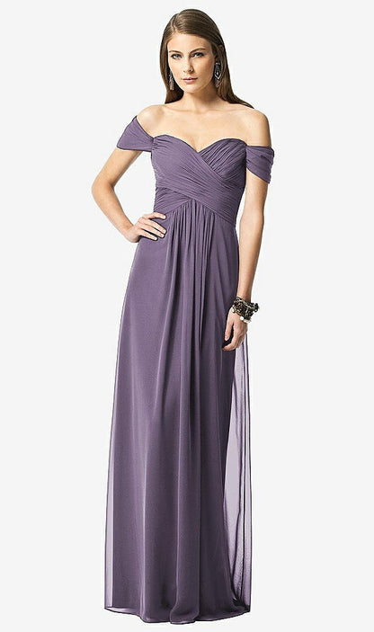 【NEW】【STYLE: TH028】オフショルダー ruced シフォン マキシ ドレス  -  alessia【COLOR: Lavender】【SIZE: 00-30W】