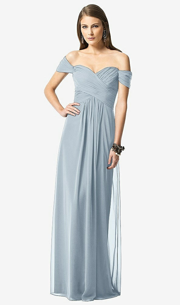 【NEW】【STYLE: TH028】オフショルダー ruced シフォン マキシ ドレス  -  alessia【COLOR: Mist】【SIZE: 00-30W】