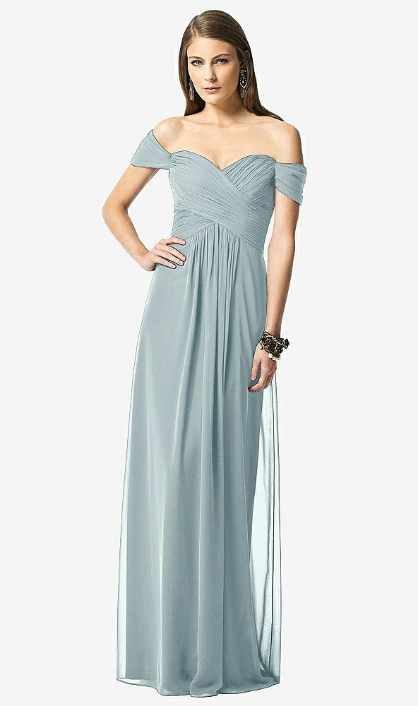 【NEW】【STYLE: TH028】オフショルダー ruced シフォン マキシ ドレス  -  alessia【COLOR: Morning Sky】【SIZE: 00-30W】