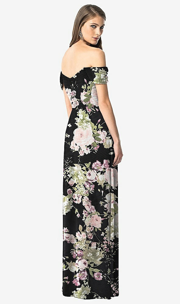 【NEW】【STYLE: TH028】オフショルダー ruced シフォン マキシ ドレス  -  alessia【COLOR: Noir Garden】【SIZE: 00-30W】