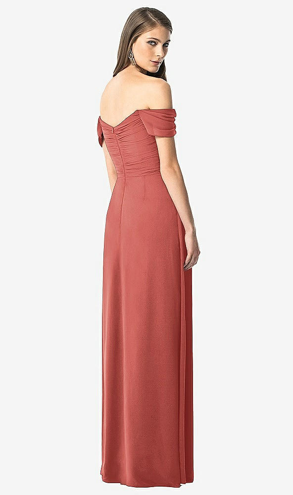 【NEW】【STYLE: TH028】オフショルダー ruced シフォン マキシ ドレス  -  alessia【COLOR: Coral Pink】【SIZE: 00-30W】