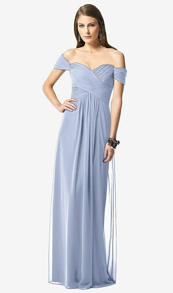 【NEW】【STYLE: TH028】オフショルダー ruced シフォン マキシ ドレス  -  alessia【COLOR: Sky Blue】【SIZE: 00-30W】