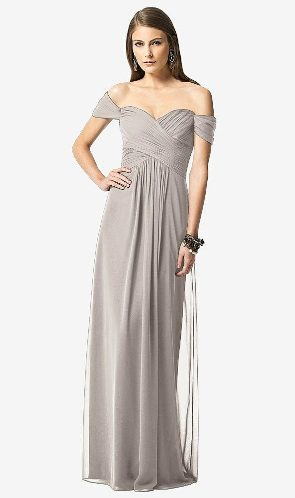 【NEW】【STYLE: TH028】オフショルダー ruced シフォン マキシ ドレス  -  alessia【COLOR: Taupe】【SIZE: 00-30W】