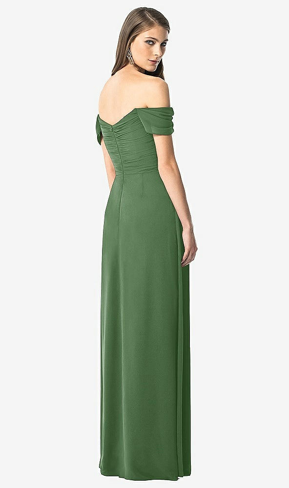 【STYLE: TH028】Off-the-Shoulder Ruched Chiffon Maxi Dress - Alessia【COLOR: Vineyard Green】