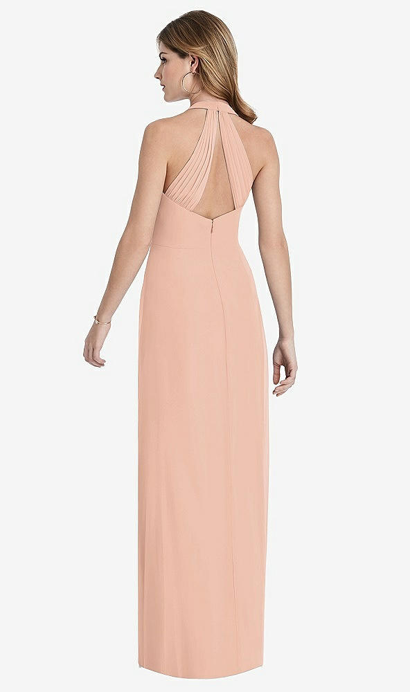 【STYLE: TH029】V-Neck Halter Chiffon Maxi Dress - Taryn【COLOR: Pale Peach】